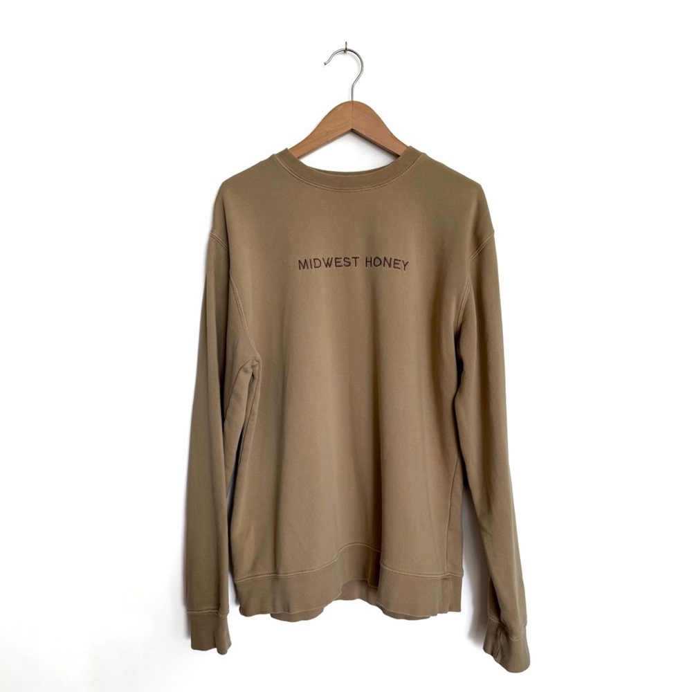 Jupmode | Tan Embroidered "Midwest Honey" Crewneck Sweatshirt - Women's Medium